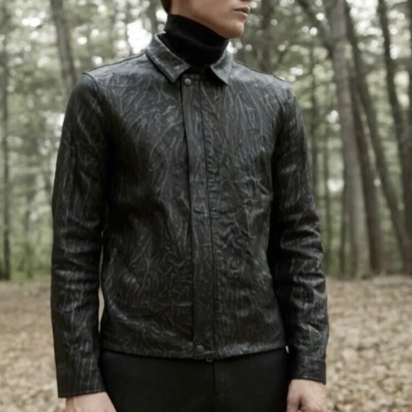 John Varvatos crinkled leather jacket size46 USA36 - Picture 5 of 10